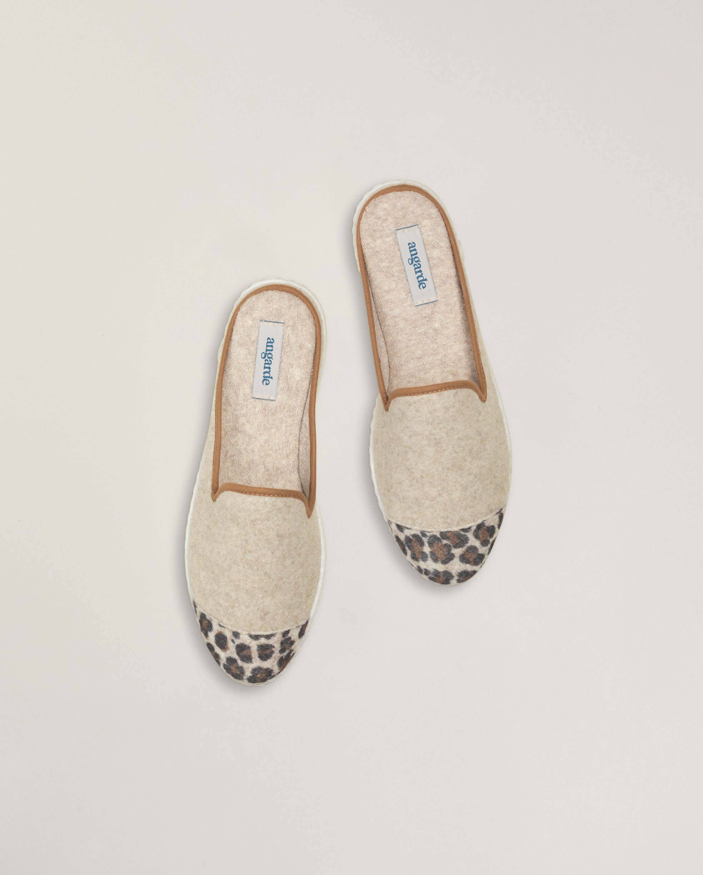 Angarde - Wholesale Mules - Women's - Women's wool mule, beige leopard1