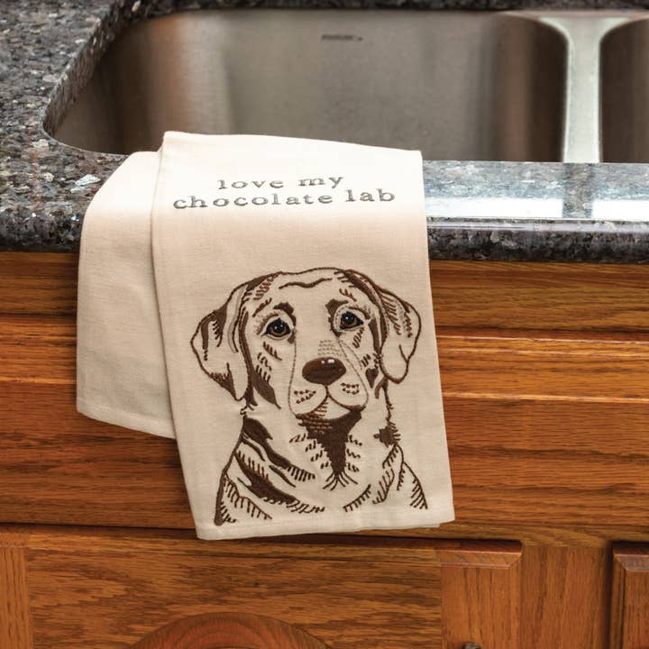 Primitives by Kathy - Wholesale Tea Towel - I Love My Chocolate Lab Kitchen Towel