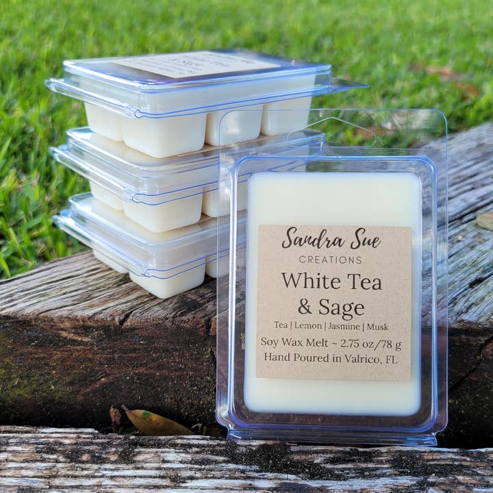 Soy Wax Melt, 2.75 oz, 6 cube clamshell for wholesale by Sandra Sue Creations LLC