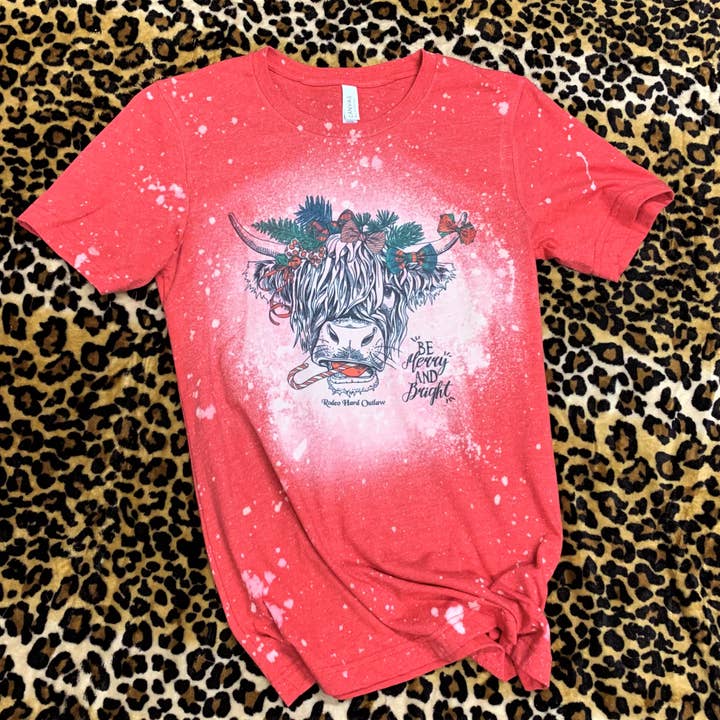 Rowdy Rowels - Wholesale Screen Printed T-Shirt - Women's - Be Merry & Bright Xmas Graphic Tee l Christmas Tee