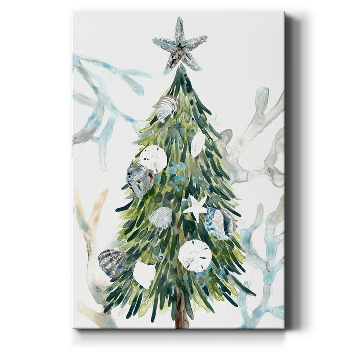 Coastal Christmas Shell Gallery Wrapped Canvas for wholesale by Wexford Home