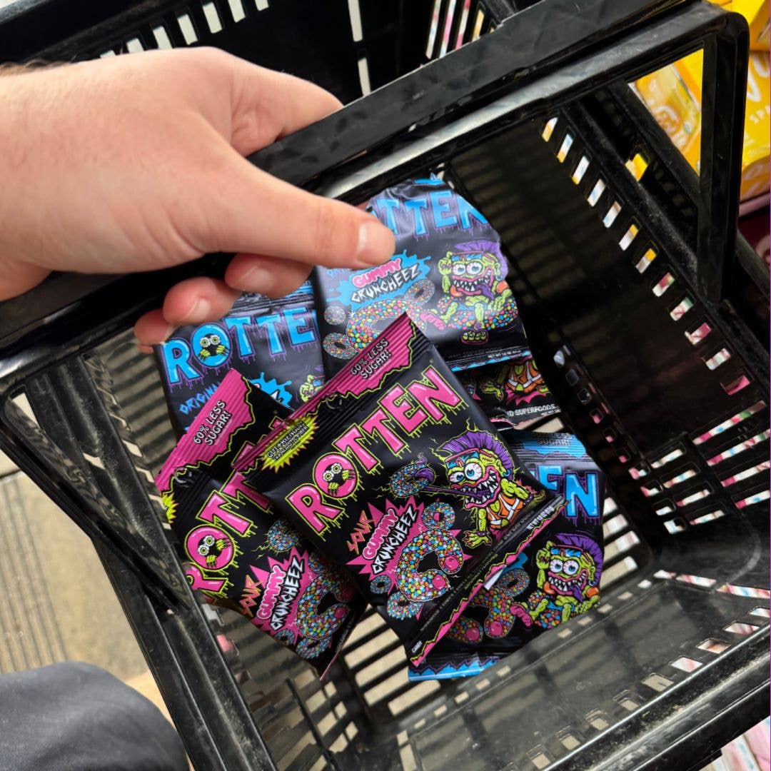 Rotten Candy - Wholesale Retailer Display - Food & Drink - Gummy Worms & Cruncheez Candy Display: GF, Low Sugar6