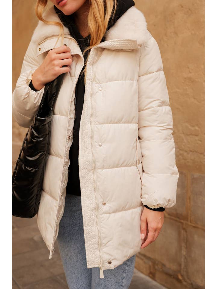 Attrait Paris - Wholesale Puffer Jacket - Women's - Mid-length down jacket with fur collar15