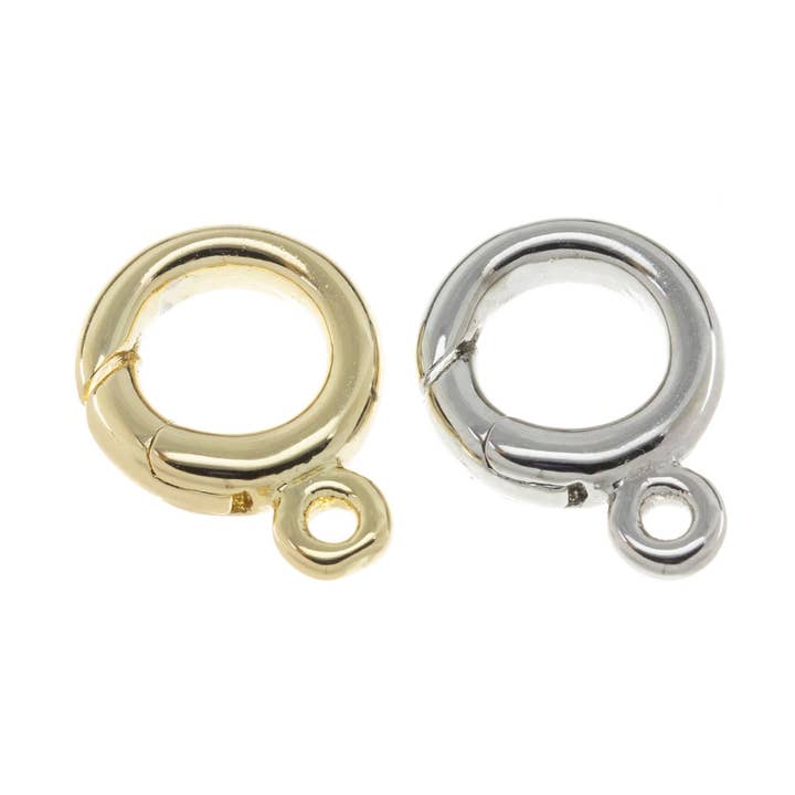 Cierre de Círculo de Empuje de Resorte de Oro y Plata CLG225-CLS225 para venta al por mayor de Jewel Pledge