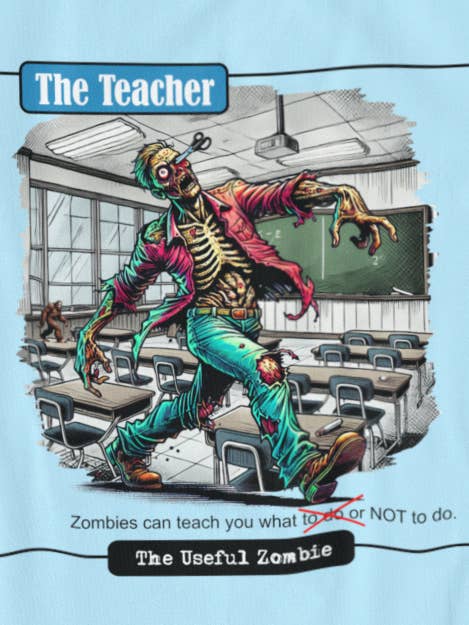 Camiseta Useful Zombie «Teacher» (azul claro) para venta al por mayor de Zombie Paws