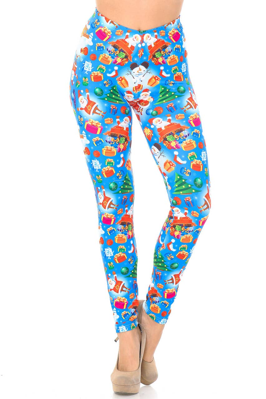 USA Fashion - Wholesale Fashion Leggings - Women's - Creamy Soft Festive Blue Christmas Leggings by USA Fashion™8