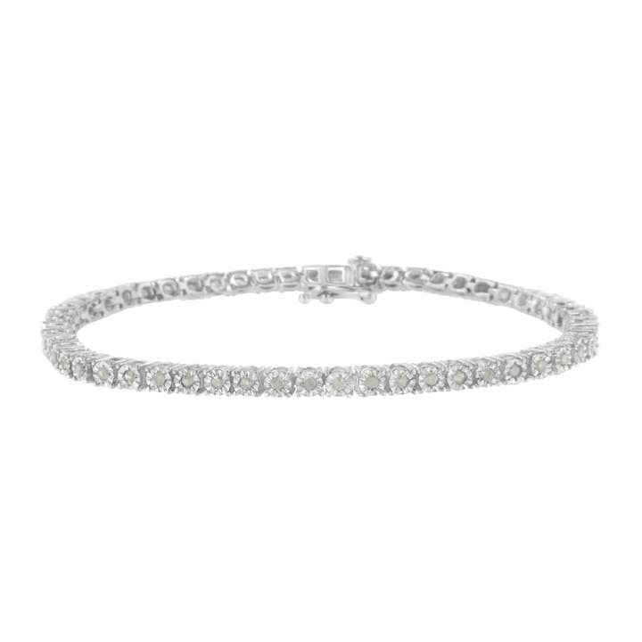 Bracelet tennis en argent sterling certifié IGI avec diamants 1,0 ct pour la vente par Infinite Jewels