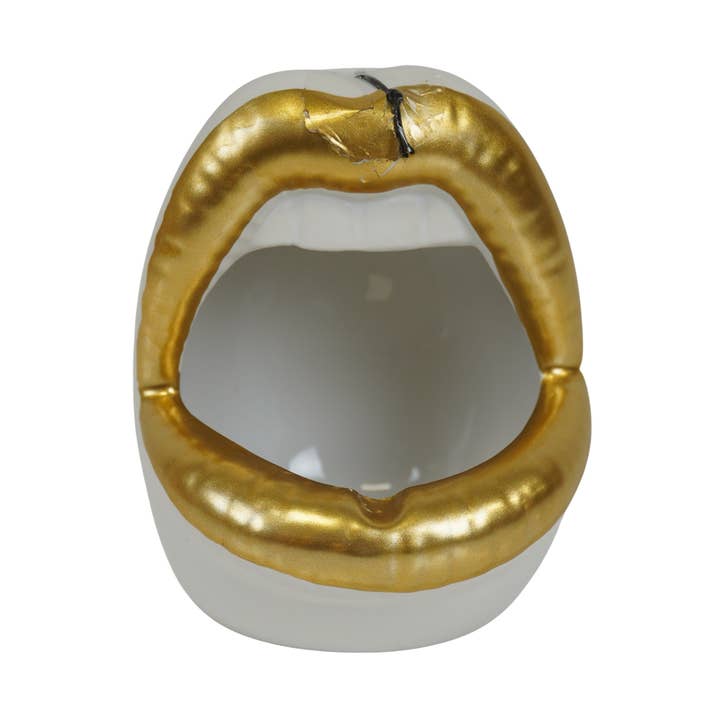 Pot - Ornament - Lip - Ceramics - Gold/White  -10x10x12cm and other Purchase Wholesale macetas barro. Free Returns & Net 60 Terms on Faire trending on Faire.