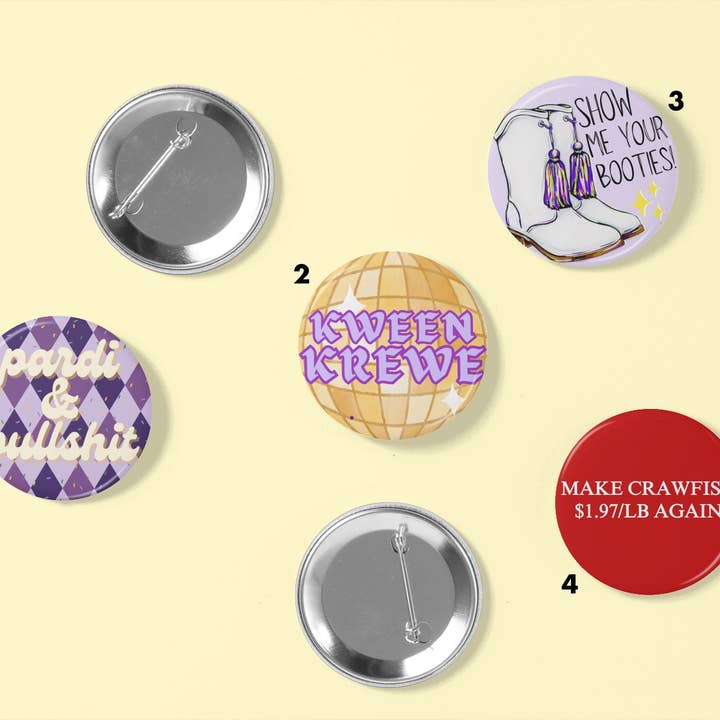 Boutons de Mardi Gras | Options de taille+forme pour la vente par GameDayDrips