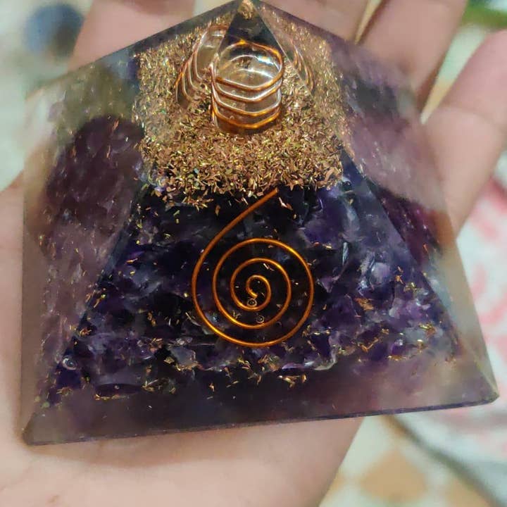 jiomind - Wholesale Spiritual Stone/Crystal - Amethyst Orgone Pyramid EMF Protection Chakra CrystalPyramid