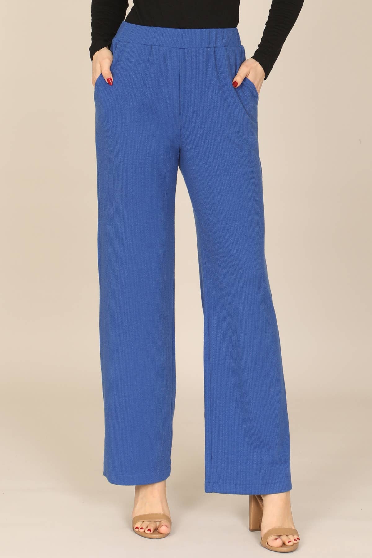 MYS Wholesale Inc - Wholesale Pants - Women's - Wide-Leg High-Waist Black Knit Pants4