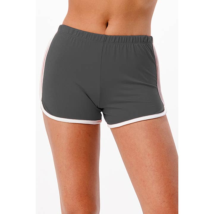Lime All the Time – Engroshandel Shorts – Kvinder – Ensfarvet Shorts med Hvid In-Seam Piping2