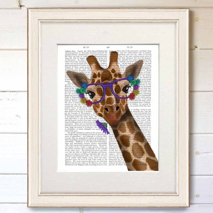 FabFunky Ltd - Wholesale Art Print - Giraffe and Flower Glasses 1, Book Print / Art Print1
