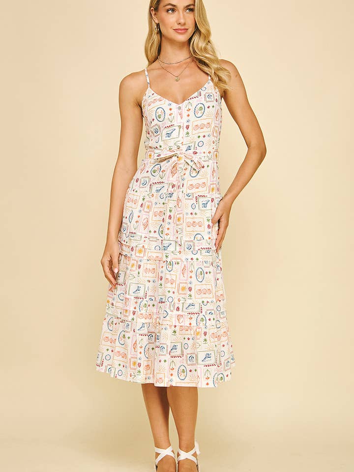 MIDI-KLEID MIT MUSCHELDRUCK - 6175D für den Großhandel von PINCH