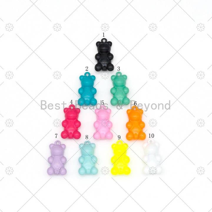 BestBeads&Beyond - Wholesale Individual Charm/Pendant - Enamel Colorful Teddy Bear Pendant, Cute Teddy Bear Charm, Pink Turquoise Black Yellow Enamel Jewelry, 17x0mm,Sku#F1436