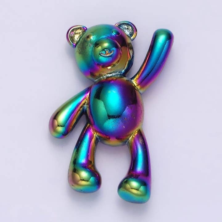 Pendentif Animal Ours en Peluche Arc-en-Ciel Irisé en Acier Inoxydable 24mm, 17.5mm | P-844 P-845 pour la vente par Aim Eternal