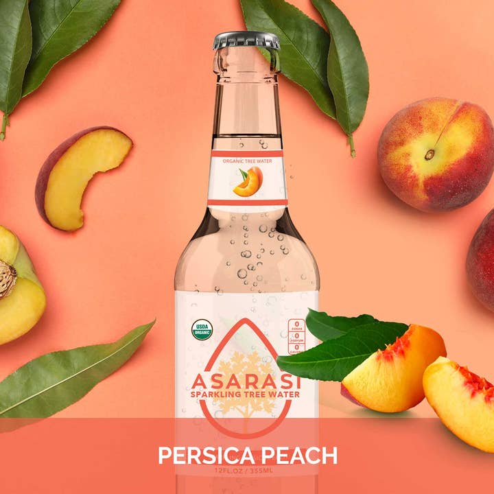 12-Pack Bottles - Asarasi Sparkling Tree Water, Peach for wholesale by Asarasi Sparkling Tree Water