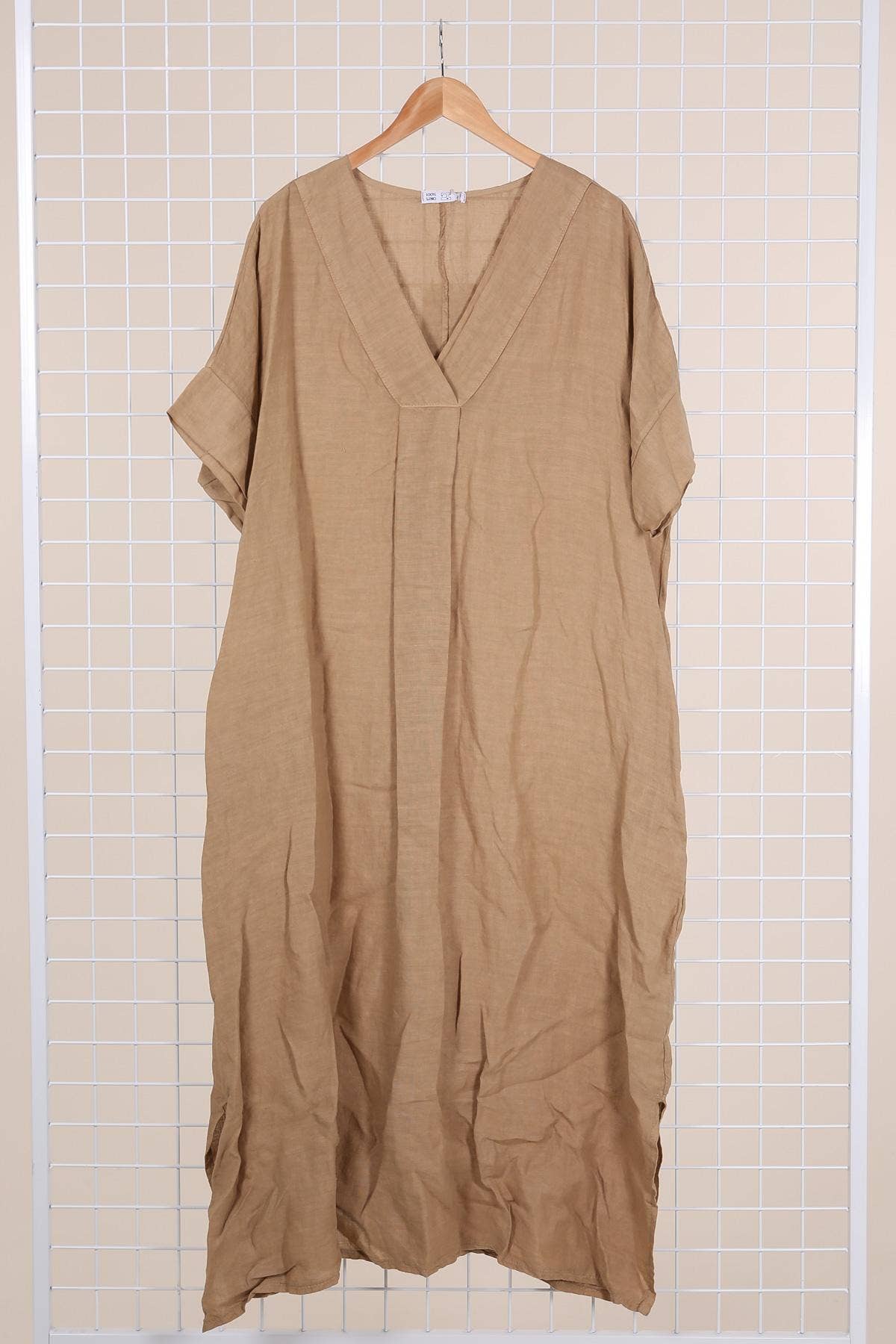 la maison des fibres naturelles - Wholesale Dress - Women's - Long dress v-neck 62733 100% linen21