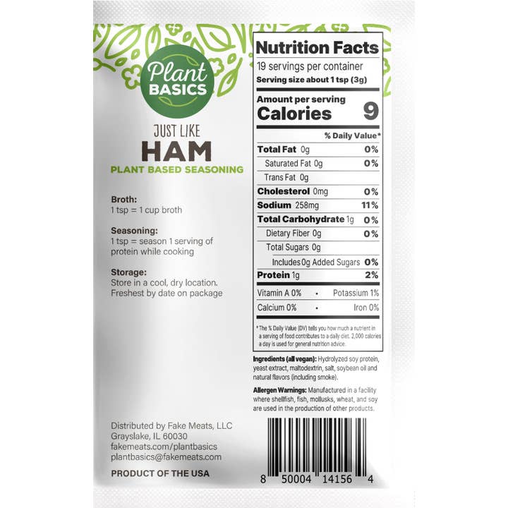 Plant Basics - Vente Mélanges d'épices séchées - Assaisonnement à base de plantes, comme du jambon, sachet de 2 oz