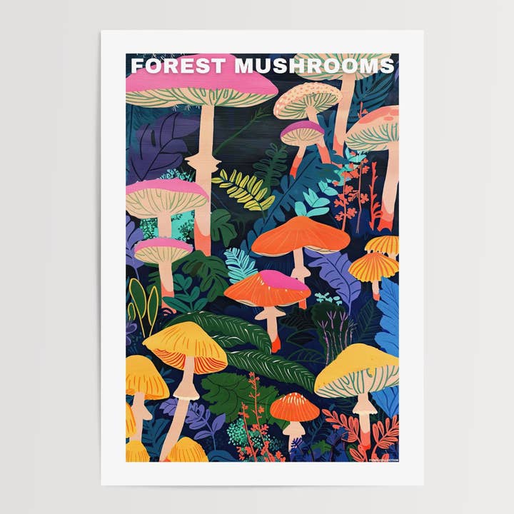 Poster met paddenstoelen uit het bos voor wholesale door Enchanted Sights