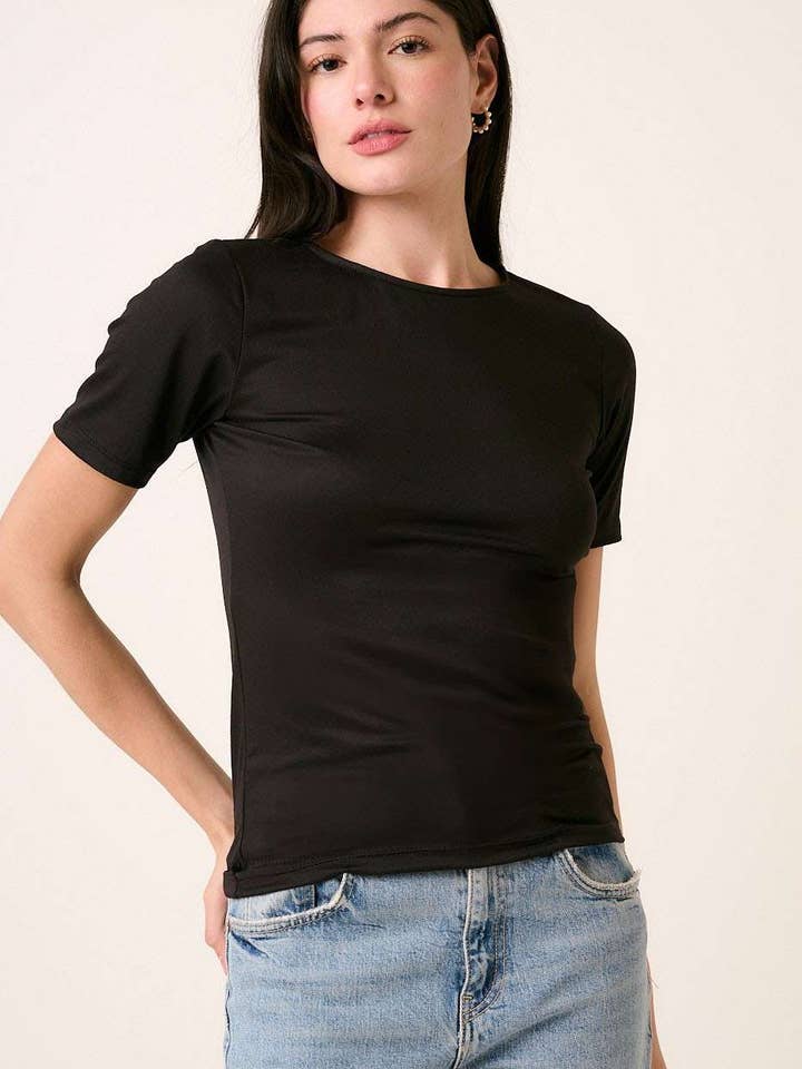 T10480 - DTY ROUND NECK SHORT SLEEVE KNIT TOP for wholesale by mittoshop