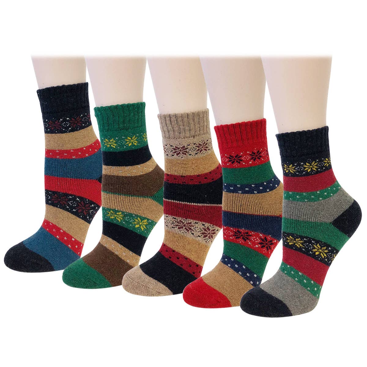 Wrapables.com - Wholesale Socks - Women's - Wrapables Women's Thick Winter Warm Wool Socks (Set of 5)12
