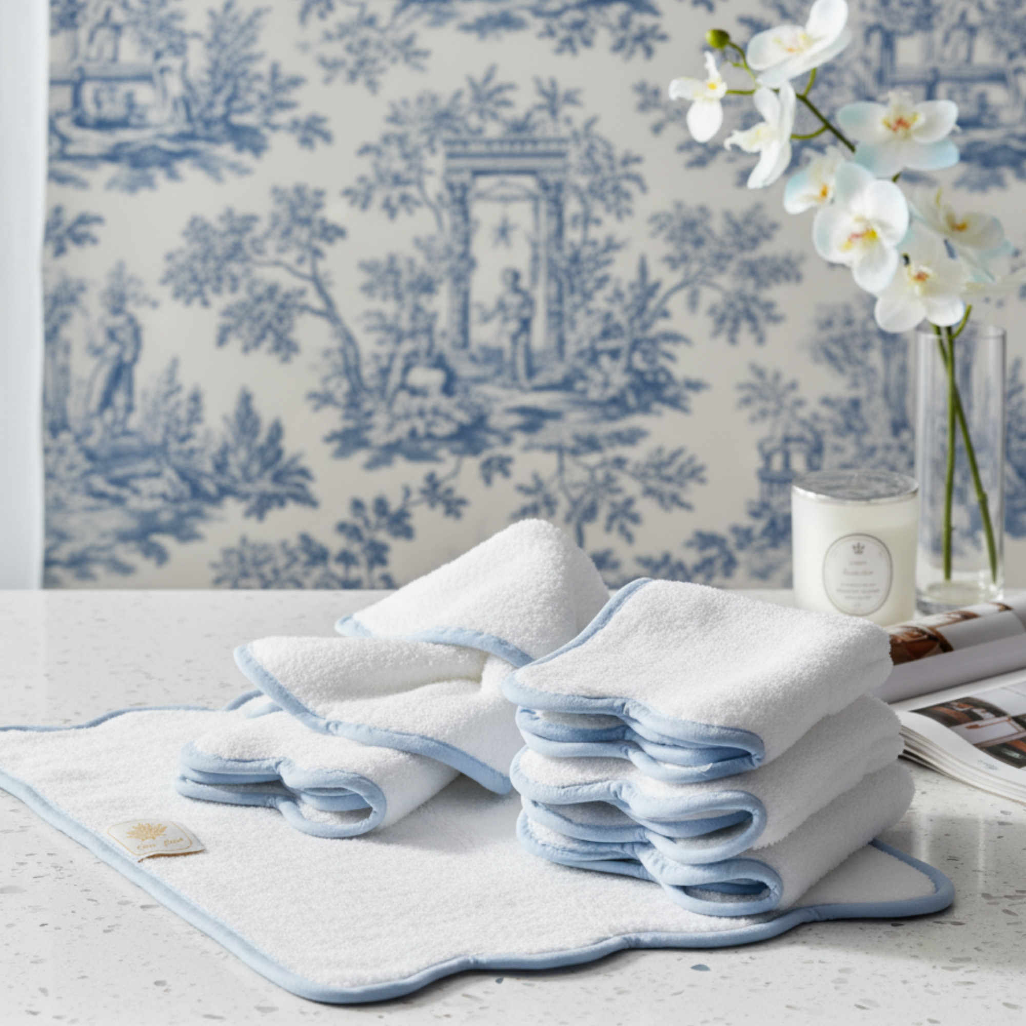 Lotus Linen – wholesale Badrumsmatta – Lyxig badrumsmatta i bomull med kammusselkanter57