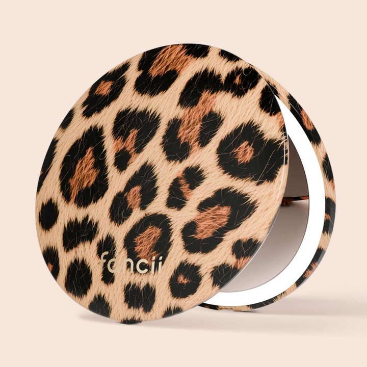 Mini Taylor LED Lighted Compact Mirror - Cheetah Chic for wholesale by Fancii