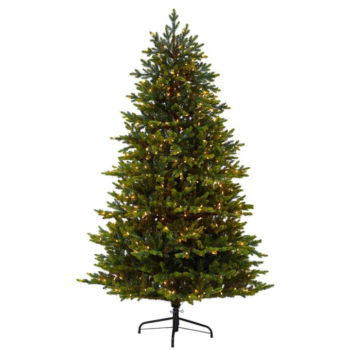 7’ North Carolina Fir Artificial Christmas Tree with 550 Clear Lights and 3703 Bendable Branches for wholesale by Silk Flower Depot