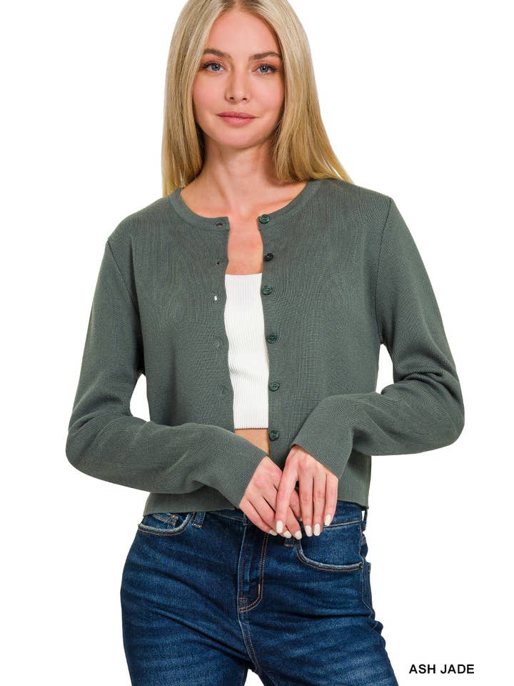Vanilla Monkey - Wholesale Cardigan - Women's - 7 Button Crewneck Long Sleeve Cardigan
