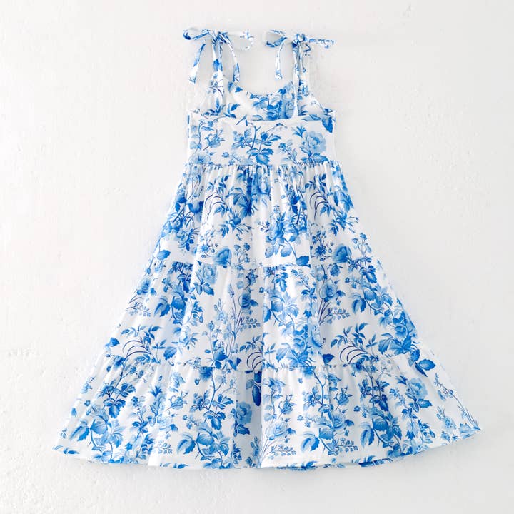 Auraquise - Wholesale Dress - Kids - Girls Summer Blue Floral Milk Silk Soft Dress2