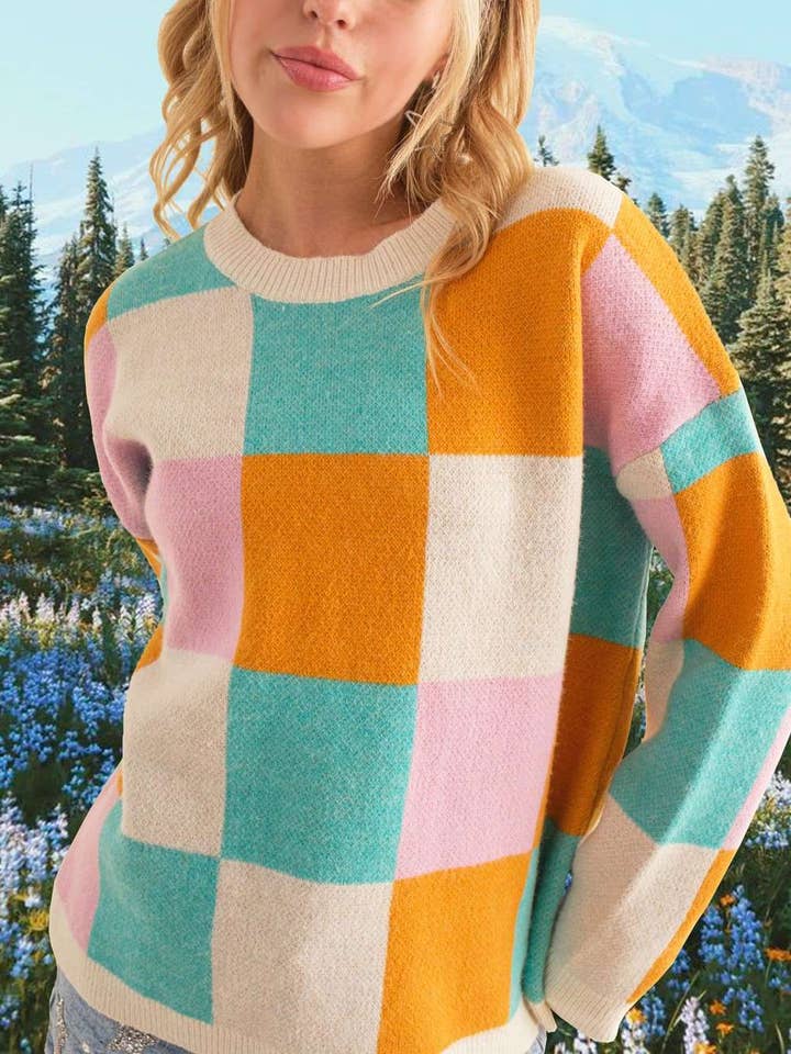 Funny Color Block Oversize Sweater for wholesale by Main Strip