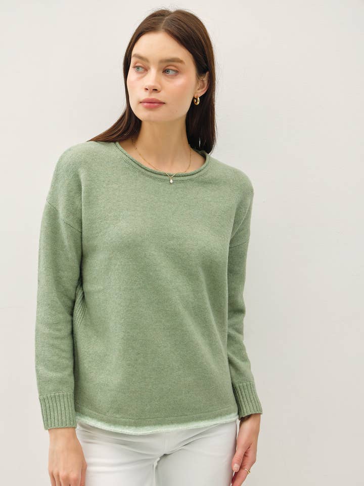 Be Cool - Wholesale Knit Sweater - Women's - COZY ACCENT COLOR SOLID SWEATER
