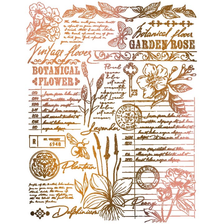 Vintage Flora - 5x6 Rubber Cling Background Stamp for wholesale by Honey Bee Stamps