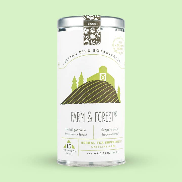 Farm & Forest – 15 Tea Bag Tin for wholesale by Flying Bird Botanicals