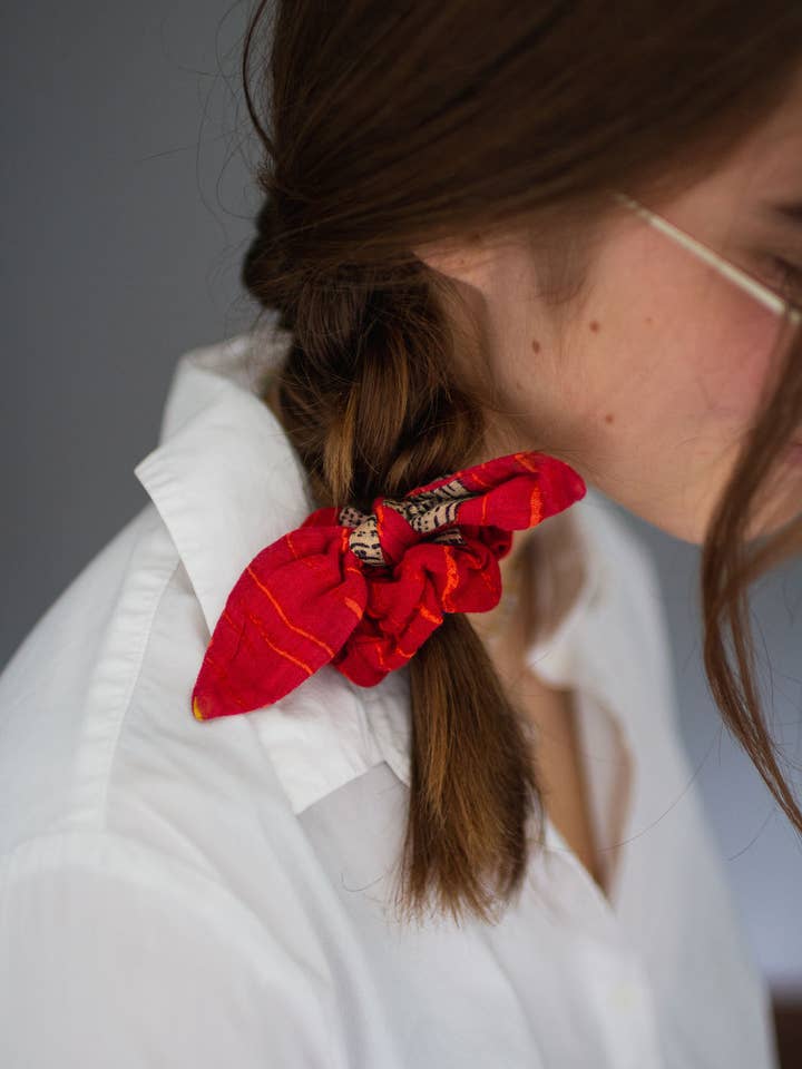 Saree Mini Scrunchie with Bow for wholesale by Asha Project