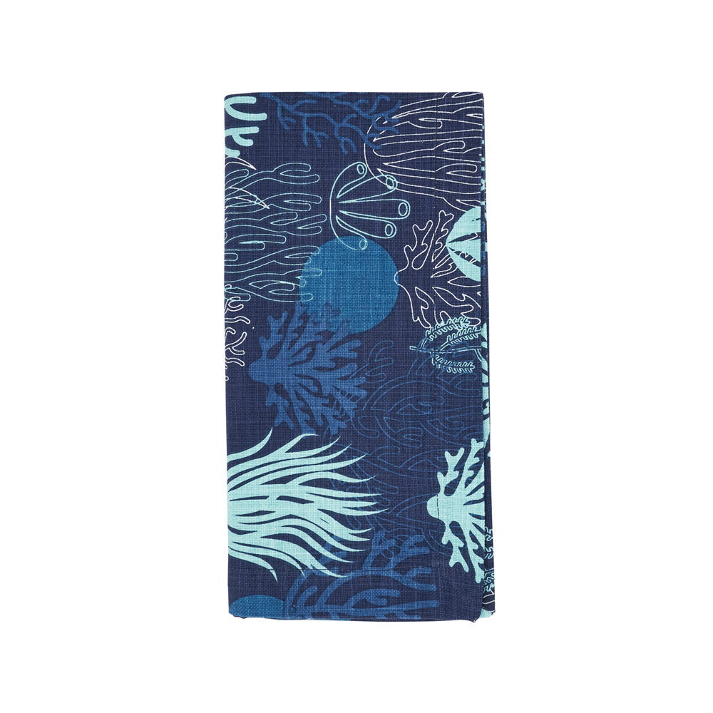 Fennco Styles – wholesale Dinner & cloth napkin – Navy Coral Cotton 20" Cloth Napkin1