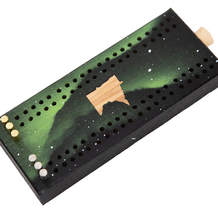 Tableau de Cribbage de Poche Minnesota Aurora - Vert pour la vente par Sanborn Canoe Co.