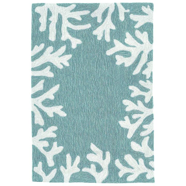 Aqua Capri Coral Border Indoor/Outdoor Rug for wholesale on Faire3