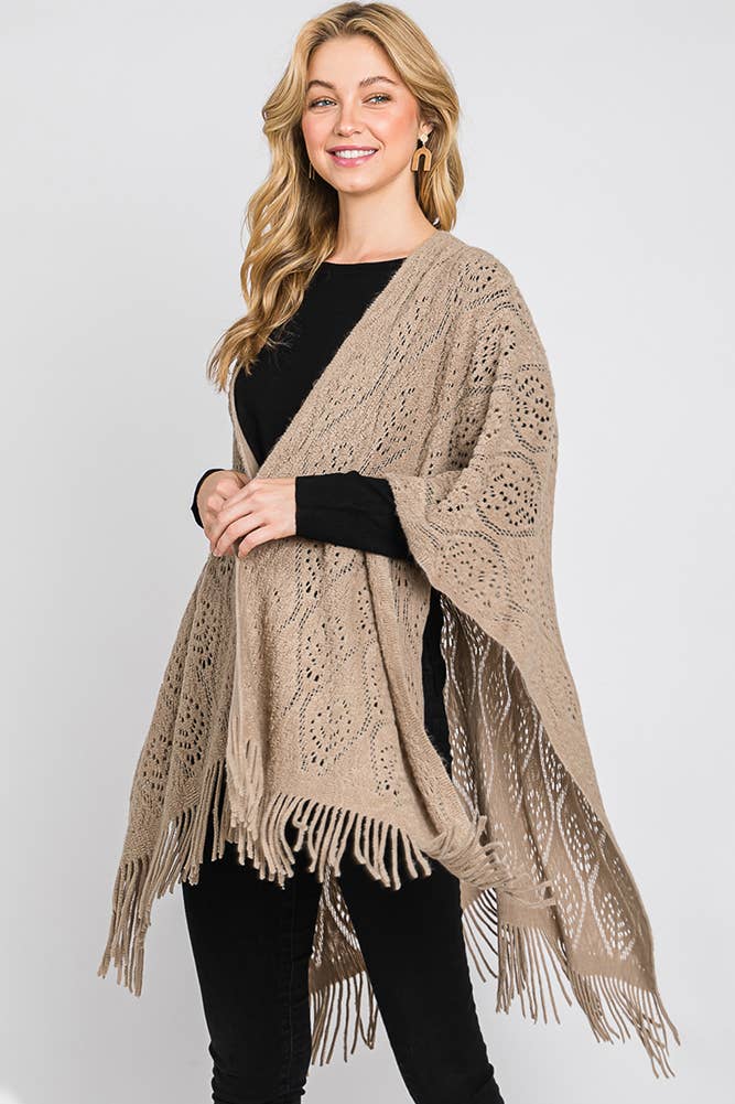 Hana - Wholesale Cardigan - Dames - Paisley Pattern Fringe Ruana13