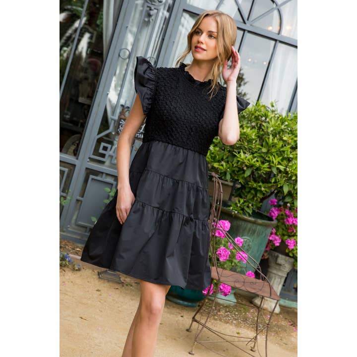Smocked Poplin Tiered Dress for wholesale by THML