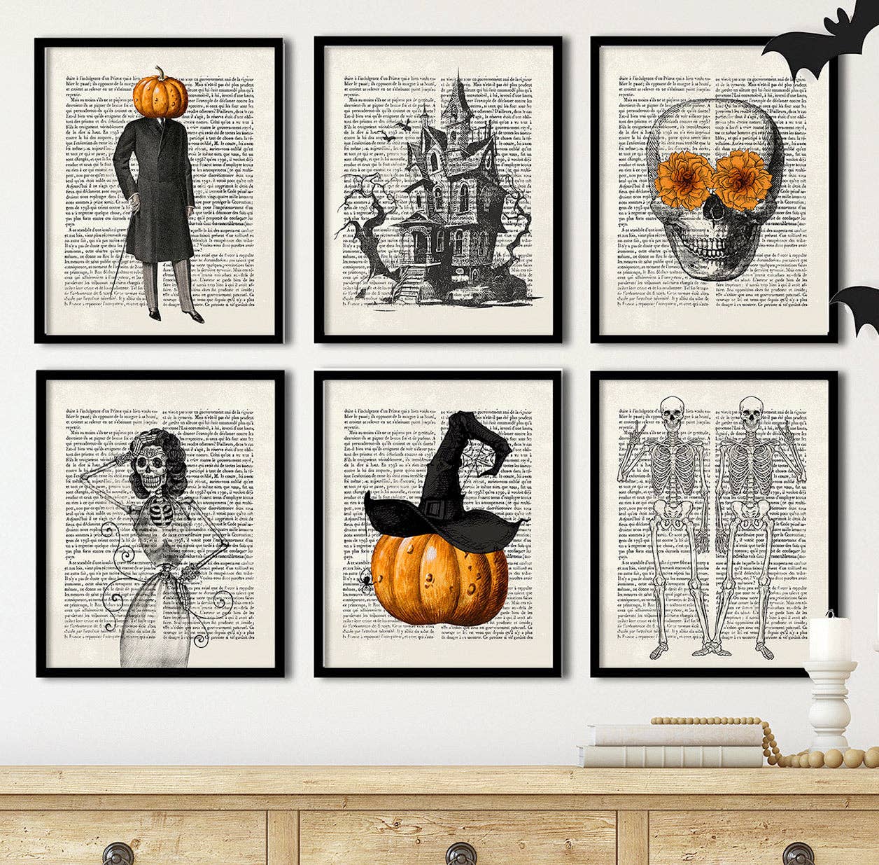 Paper House Print Shop – Engroshandel Gallerivæg – Halloween Vintage avissæt med 6 kunsttryk1