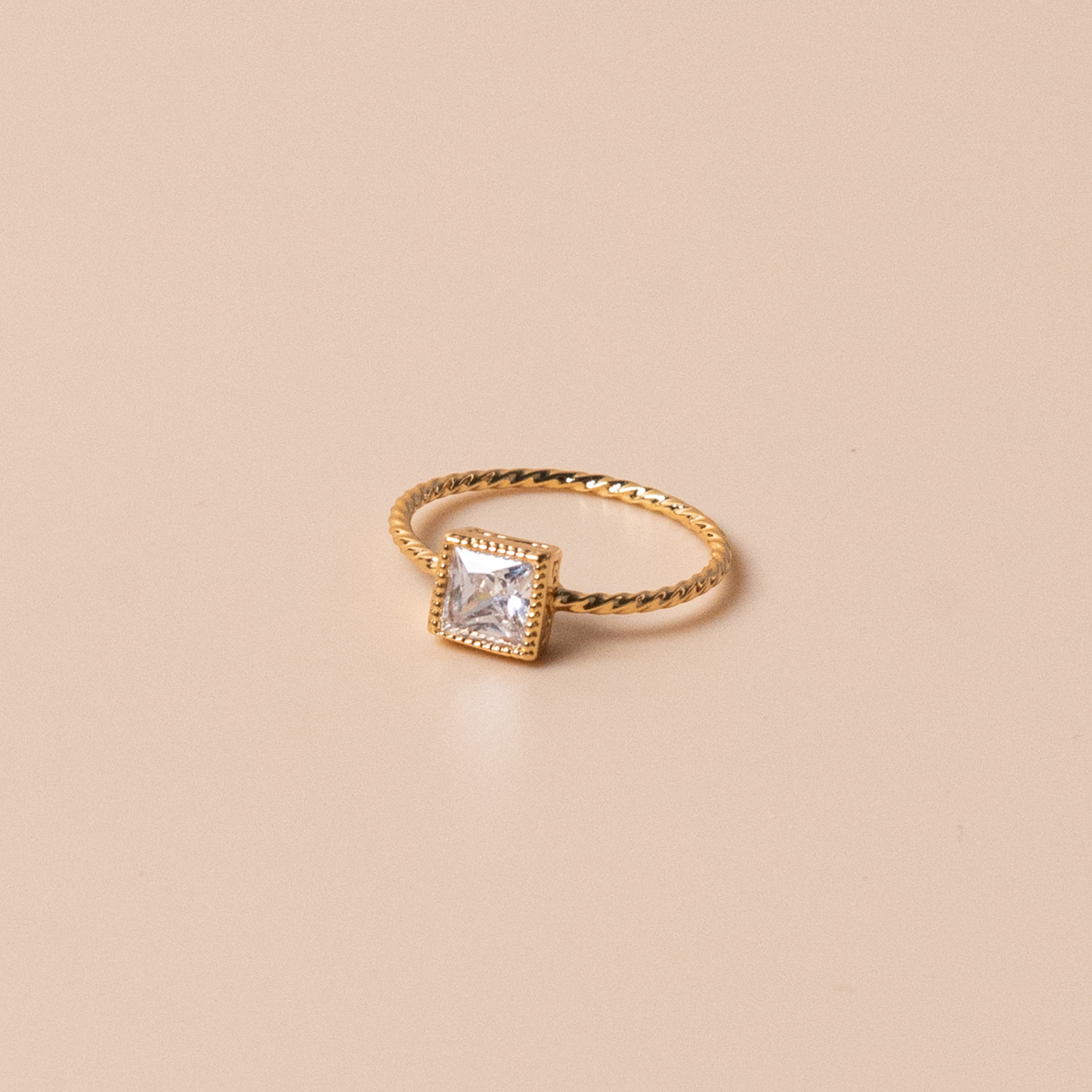 Factor Stories - Wholesale Single Stone/Solitaire Ring - Gold Square Ring8