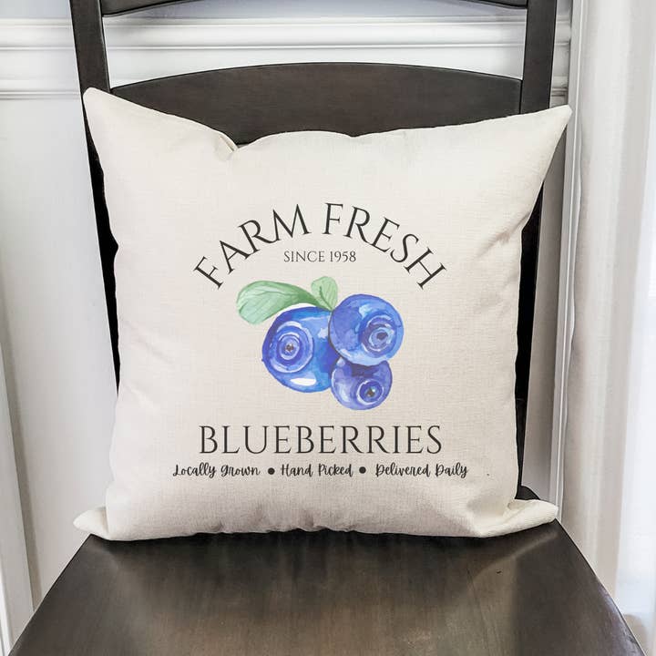 Go Charlotte - Wholesale Throw Pillow Cover - Farm Fresh Blueberries Pillow Cover