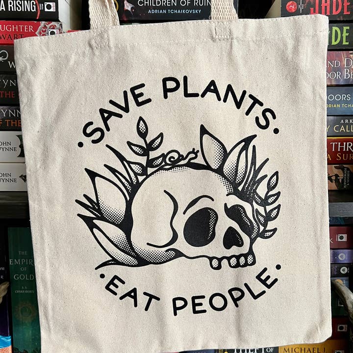 Mourning Breath Shoppe - Wholesale Tote Bag - Unisex - Save Plants Eat People Cotton Tote Bag