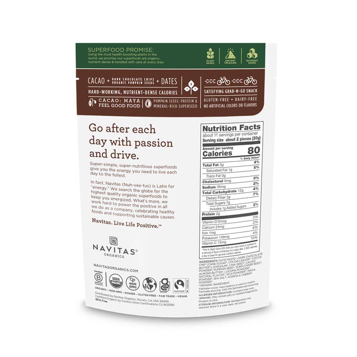 Navitas Organics - Wholesale Snack Bar - Power Snacks Chocolate Brownie