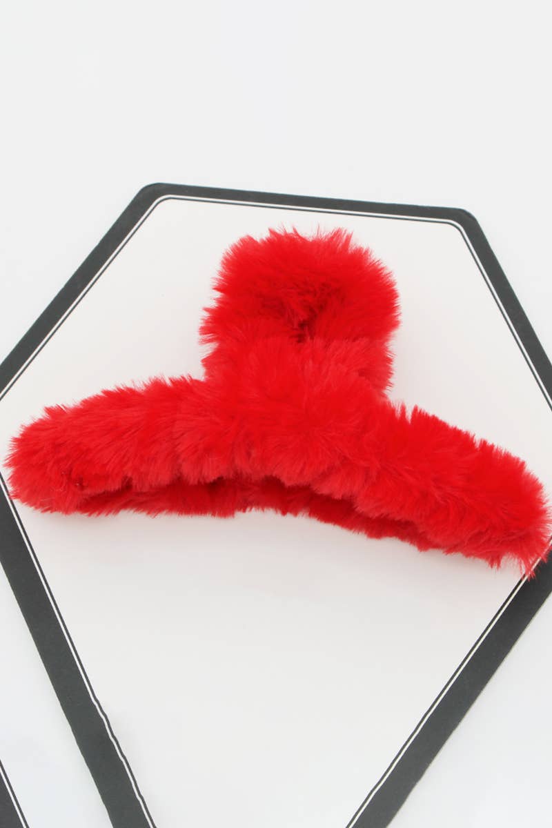 ACCITY - Wholesale Hair Clip - Women's - MULTICOLOR FAUX RABBIT FUR HAIR CLAW CLIP TWIST_CWAHA01532