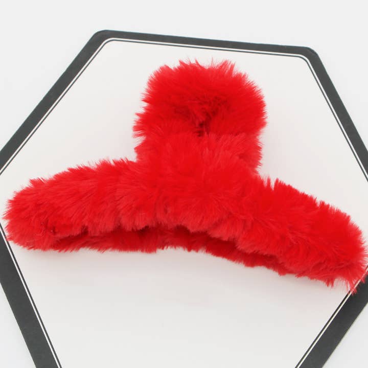 ACCITY - Wholesale Hair Clip - Women's - MULTICOLOR FAUX RABBIT FUR HAIR CLAW CLIP TWIST_CWAHA01532