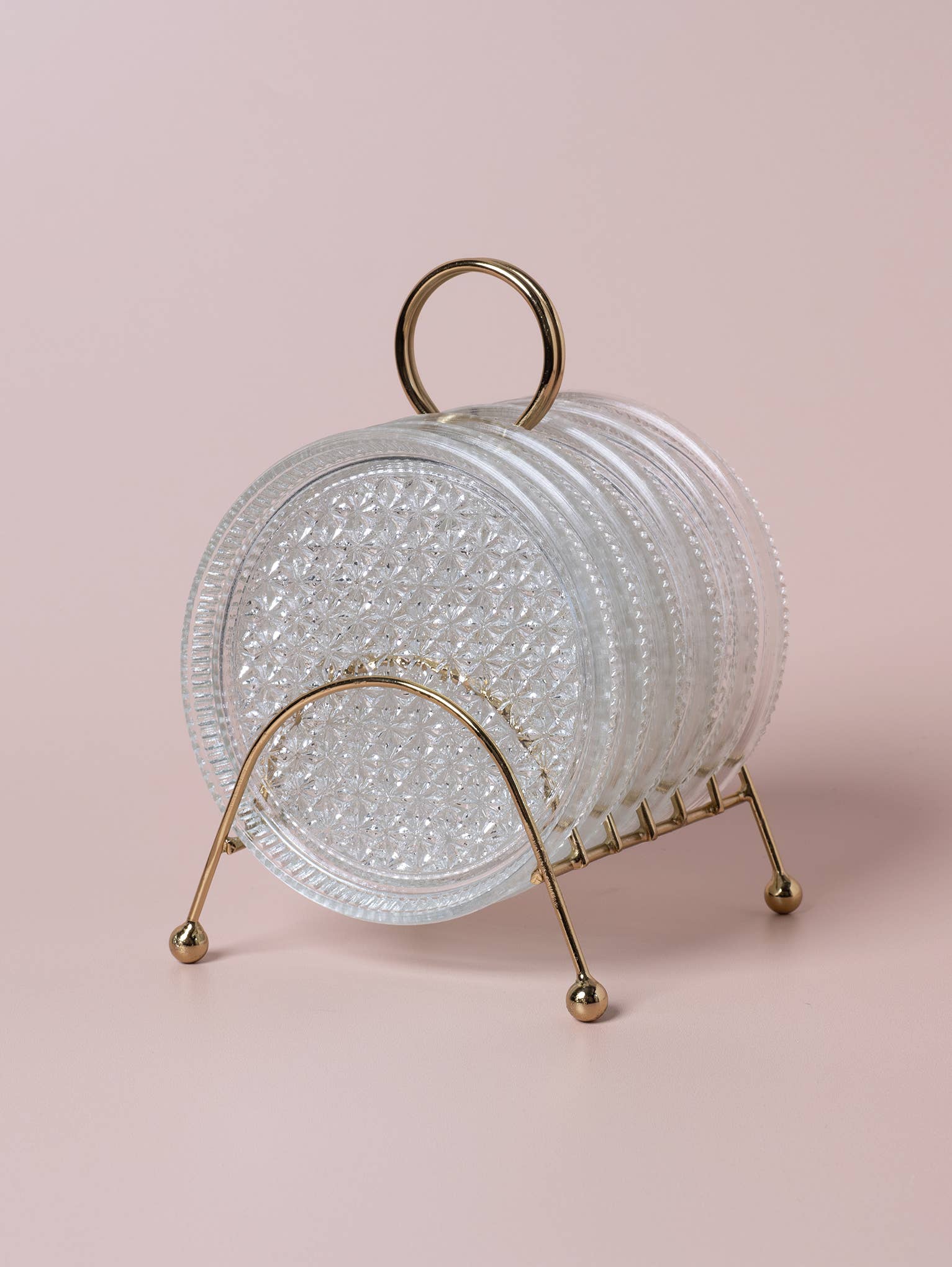 Made Market Co. - Vente Sous-verre - Ensemble de sous-verres en verre avec support en métal MCM9