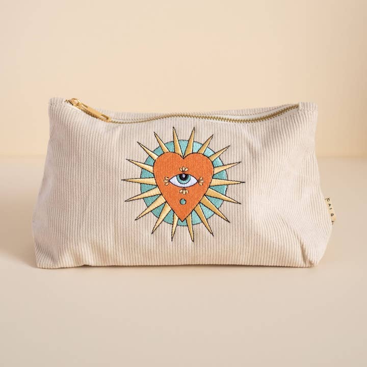 Medium Corduroy Pouch in Stone for wholesale by cai & jo USA